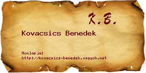 Kovacsics Benedek névjegykártya