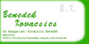 benedek kovacsics business card